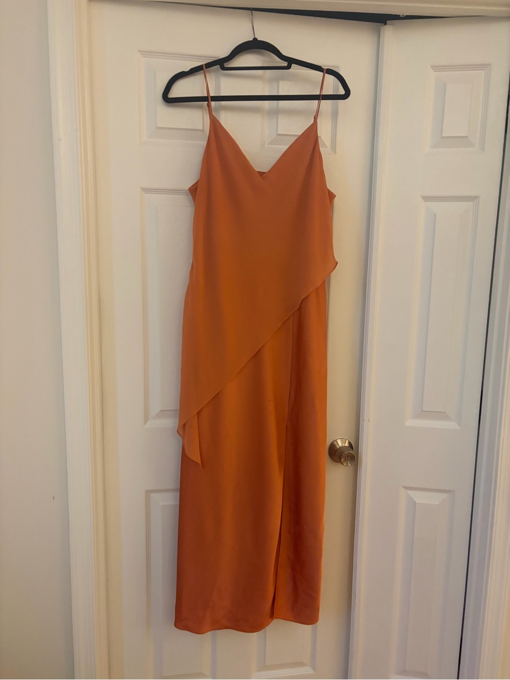 Saunders Chiffon Overlay Spaghetti Strap Asymmetric Slip Dress